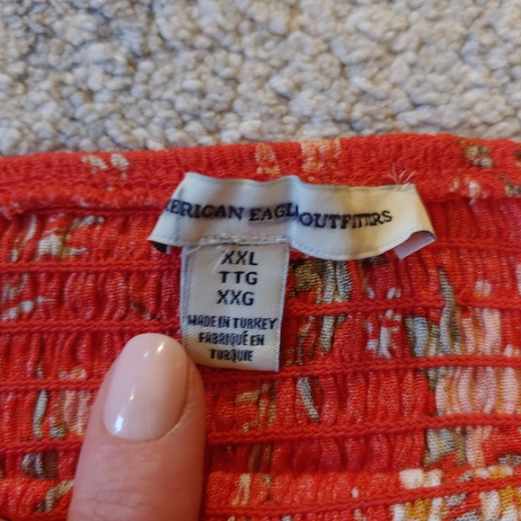American Eagle | Red Smocked Crop Top - Picture 5 of 5